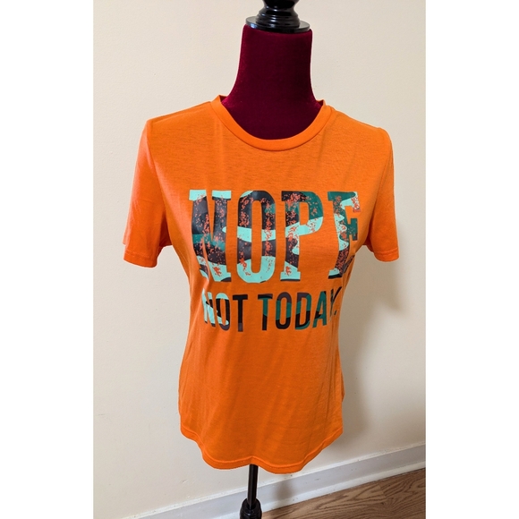 Shein | Orange & Cameo Rib Knit Nope Not Today Tee | Size L - Picture 2 of 5